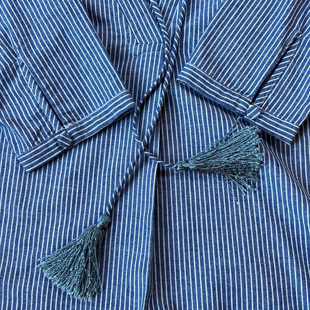 Shakuhachi Stripe Chambray Kaftan Top - Picture 10 of 14